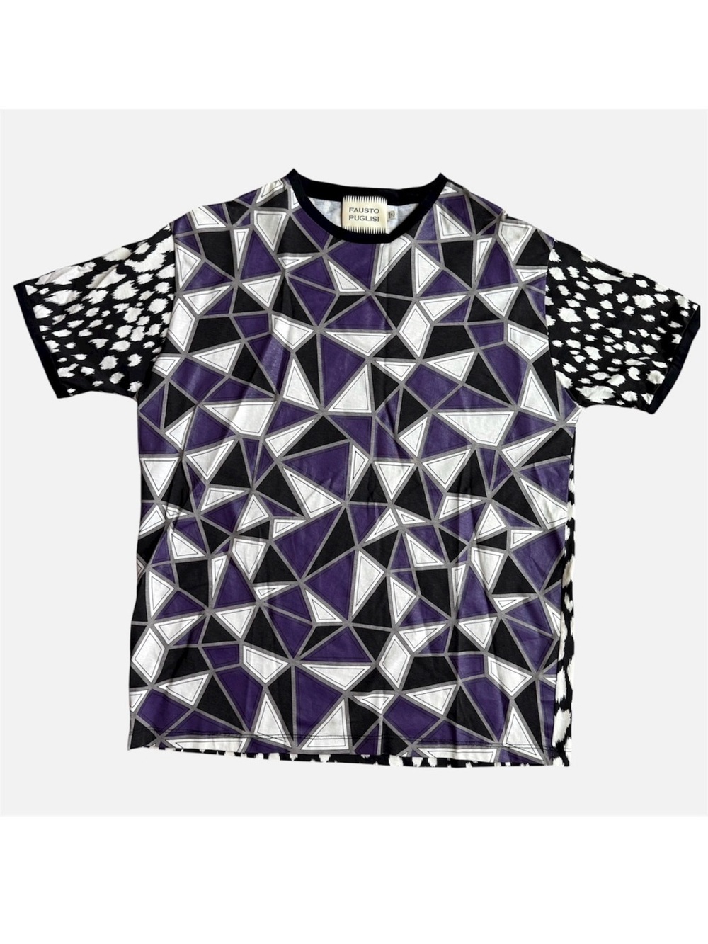 NEW Fausto Puglisi Geometric Mosaic Purple Shirt IT 40 US 4 Animal Print Cotton